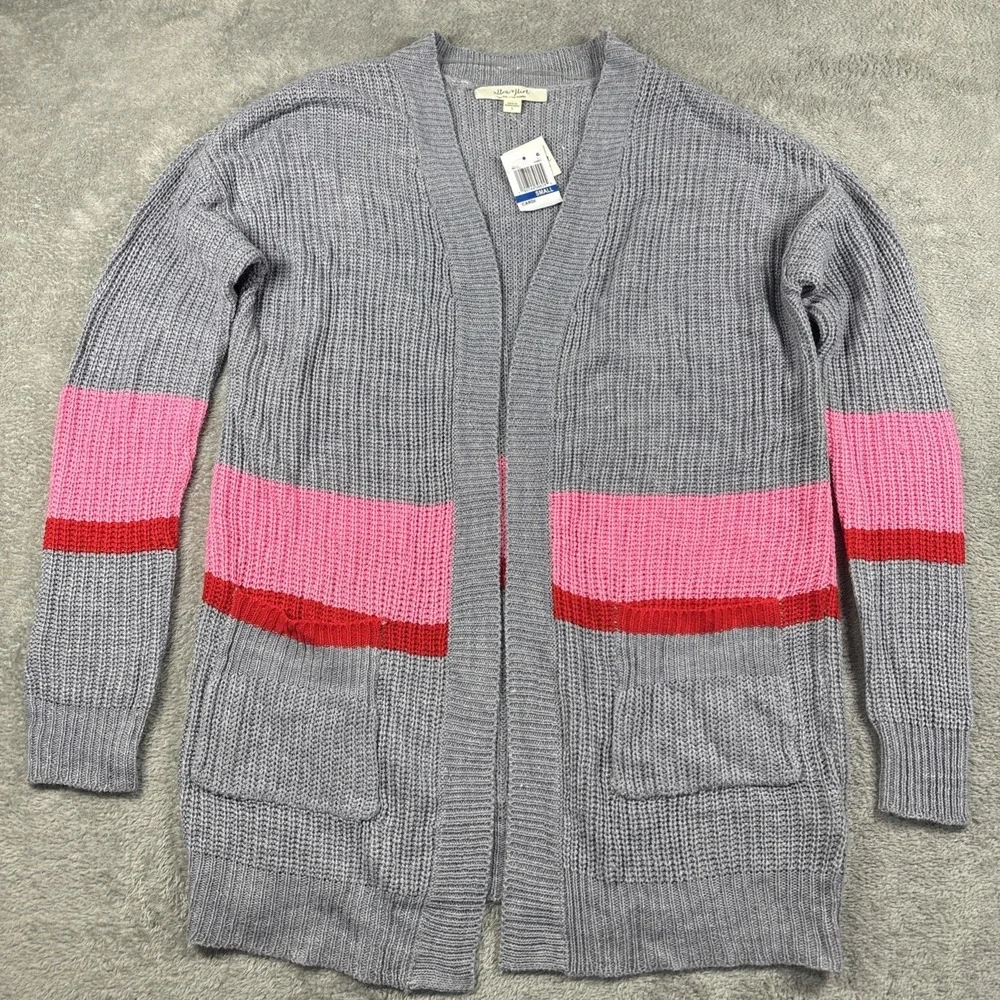 ULTRA FLIRT WOMEN'S CARDIGAN N A KNIT OF GRAY PINK AND RED SIZE S‎ New